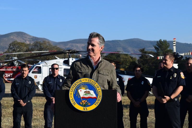 Gov. Gavin Newsom speaking in Napa on Thursday.