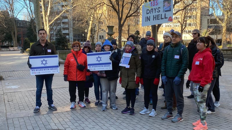 Members of Run For Their Lives meet Sunday mornings to walk for 18 minutes to draw attention to the 100 hostages still held in Gaza.