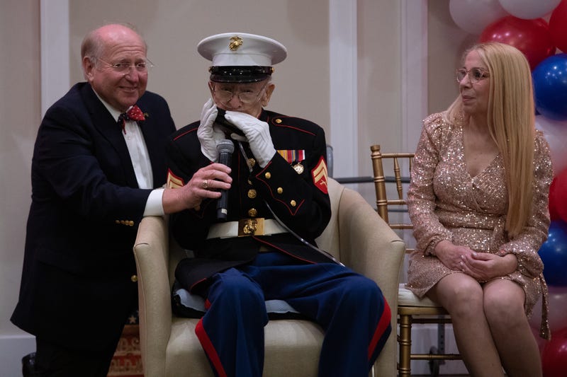 Marine Cpl. Roland Scarinci celebrates his 100th birthday
