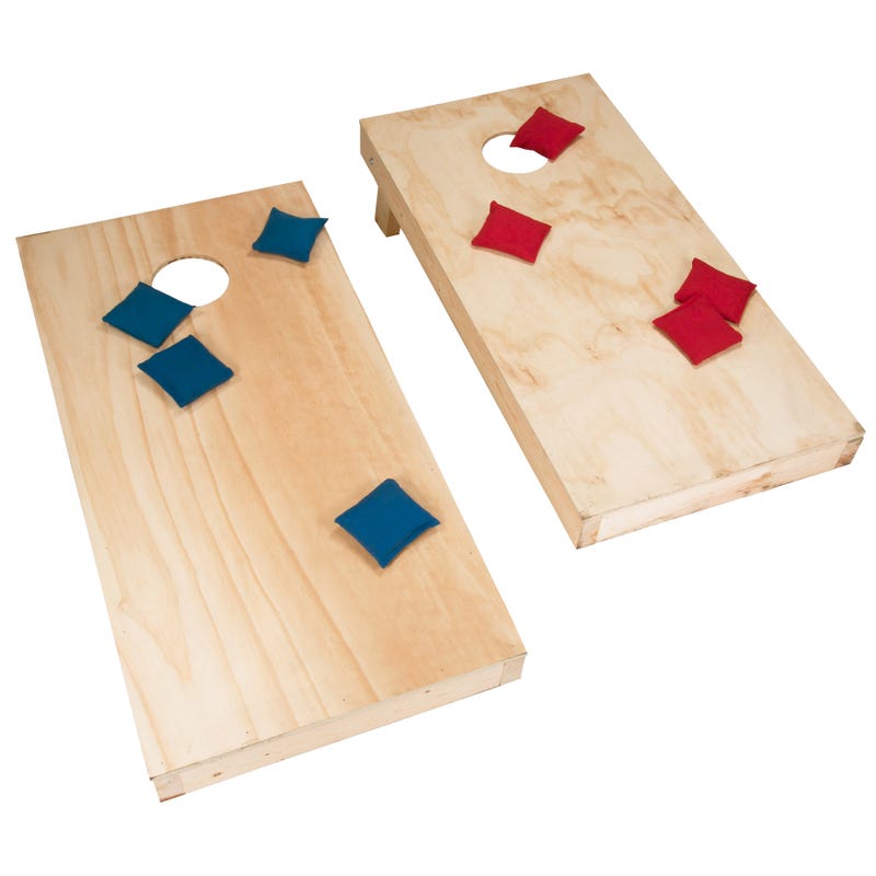 Unfinished Regulation Size Wooden Cornhole Boards and Bags