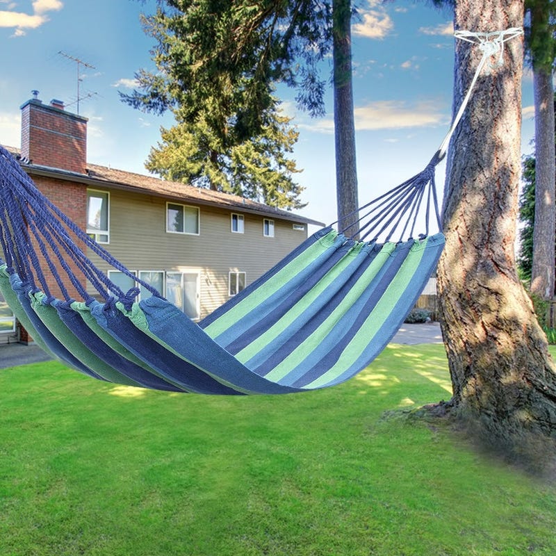 78" Outdoor Portable Polyester & Cotton Hammock 2 Colors