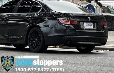 The BMW linked to the theft in Sunset Park on Monday afternoon
