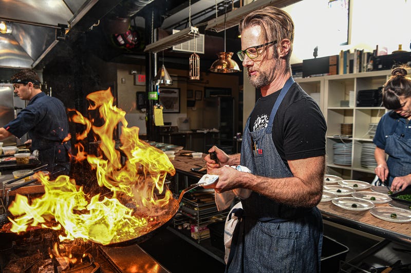 Chef Phillip Foss cooking in the El Ideas kitchen