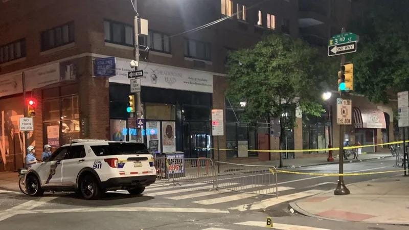The scene of the June 4 mass shooting on South Street in Philadelphia.