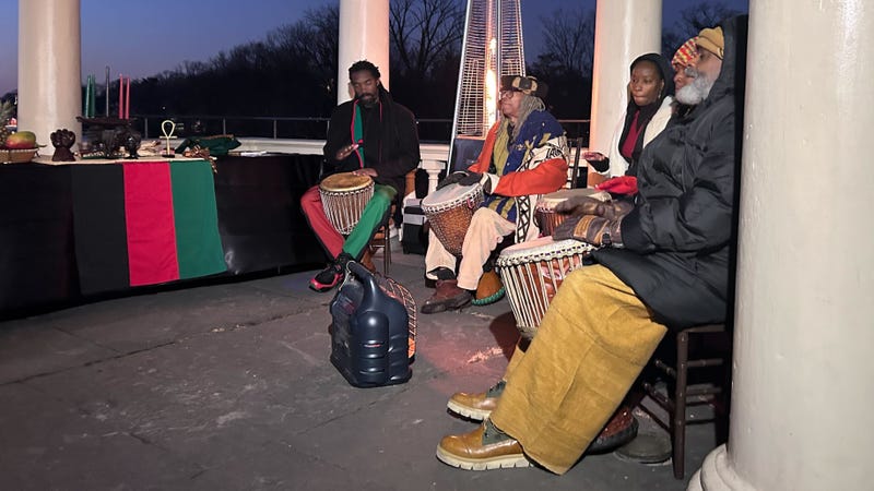 Participants enjoy the sounds of The Tyehimba Drummers.