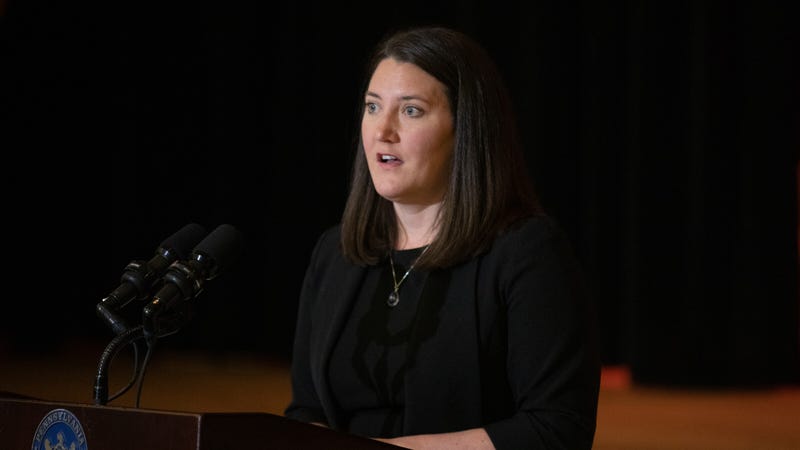 Pennie Executive Director Devon Trolley speaks at the York Jewish Community Center in June 2023.