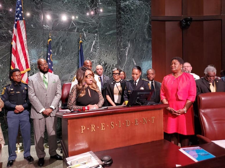 Atlanta City Council President Felicia Moore presented DeKalb County Sheriff Melody Maddox with a Proclamation-3
