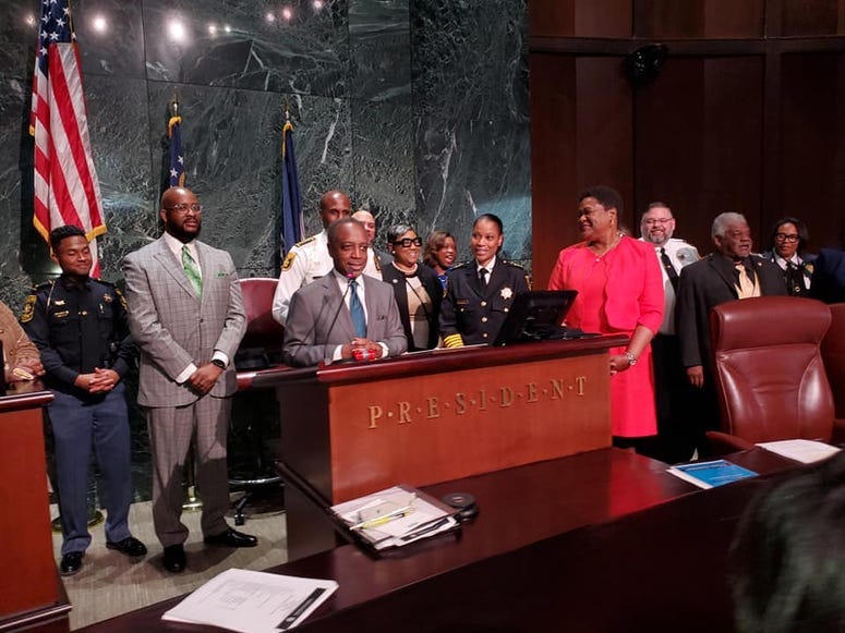 Atlanta City Council President Felicia Moore presented DeKalb County Sheriff Melody Maddox with a Proclamation-4