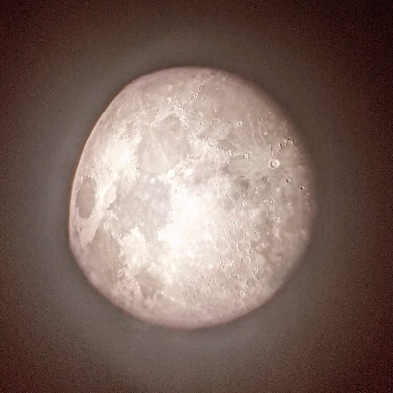 An image of the moon is captured with Buddy Muhler's telescope.