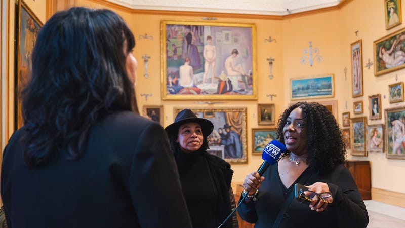 KYW's Shara Dae Howard and Racquel Williams tour the Barnes Foundation collection with Martha Lucy, deputy director for research, interpretation and education.