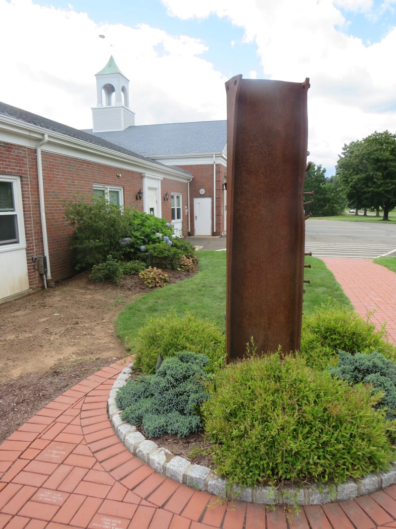 A steel beam from the World Trade Center, displayed at the South Fire District, Middletown, CT, 9/3/21