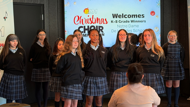 B101's 2025 K-8 Christmas Choir Competition Champions Notre Dame De Lourdes School Performs at B101