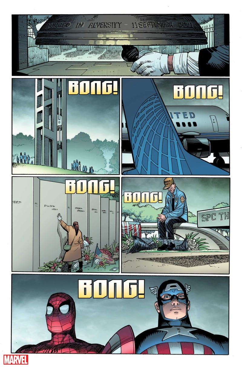 Captain America and Spider-Man in a new comic commemorating Sept. 11.