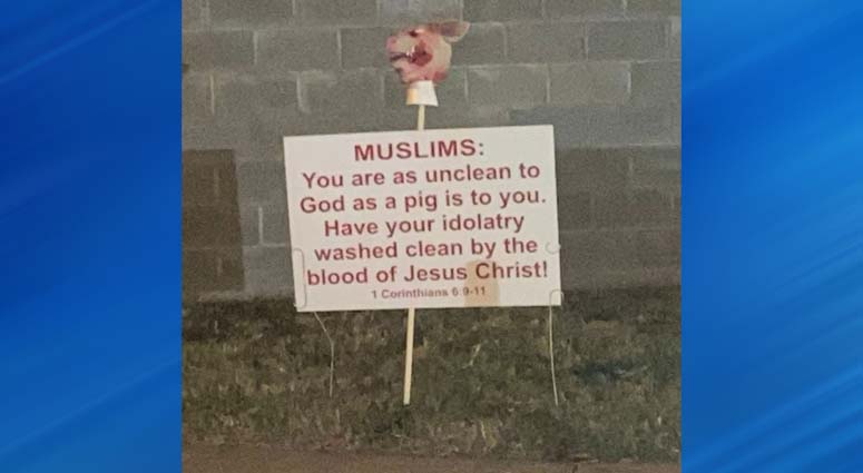 Sign outside Austin mosque