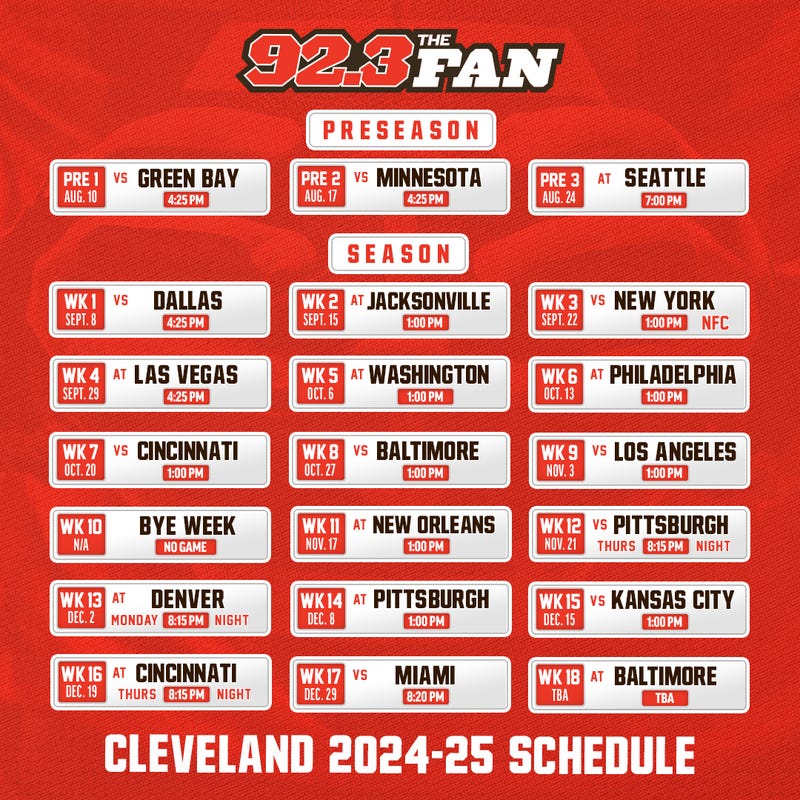 Cleveland Browns 2024 season schedule