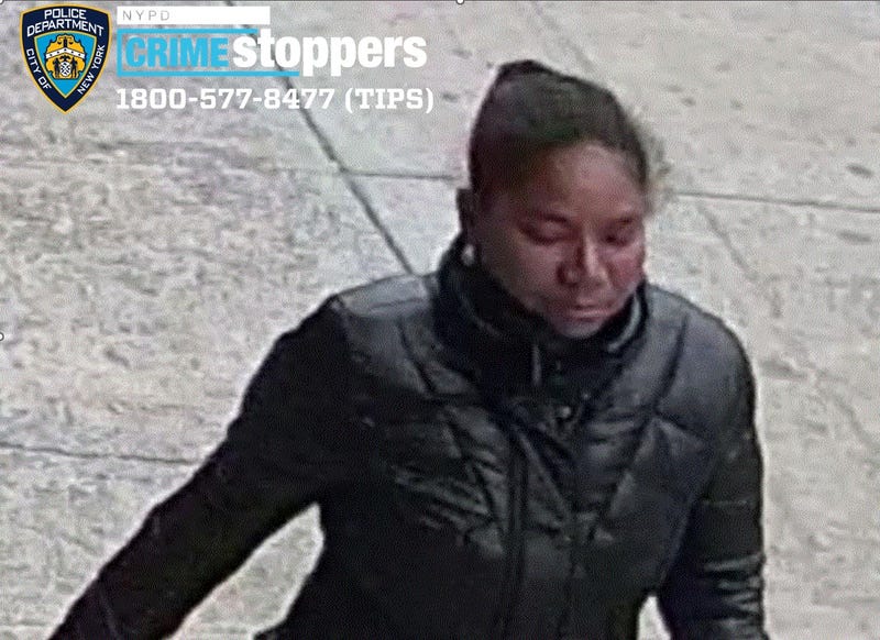 A woman is wanted for attacking two people at a Chinese restaurant in Harlem on Sunday, April 6