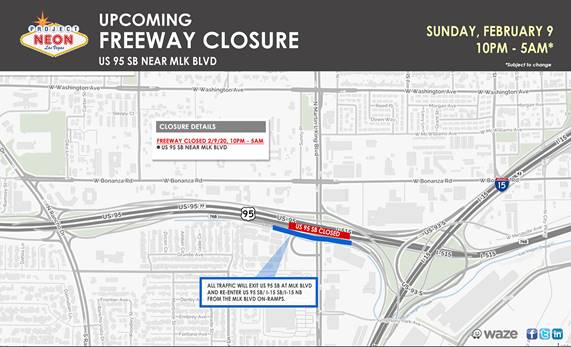 N-Dot map of freeway closure for 2-9-20