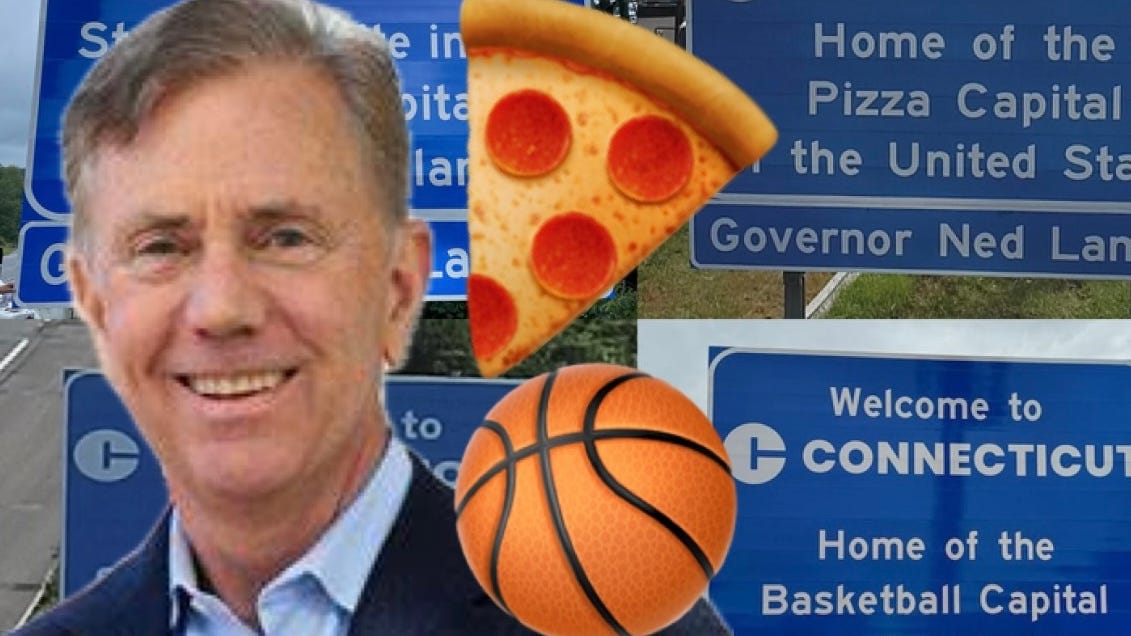 Sign Wars Erupt: Governor Lamont declares CT the world's best in hoops and pizza in fiery interview