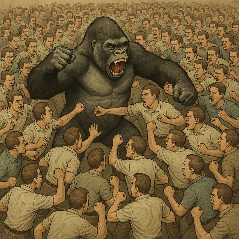 Could 100 'average men' defeat a silverback gorilla?