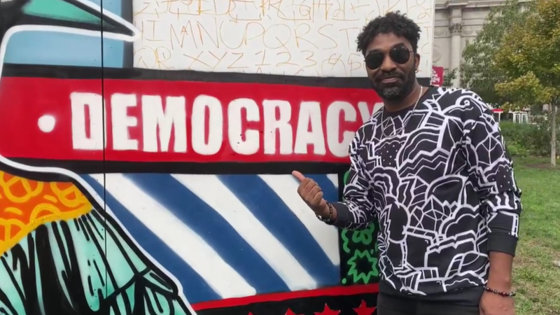 Alloyius Mcilwaine is one of the six artists featured in the "To the Polls" exhibit in LOVE Park for the next five weeks.