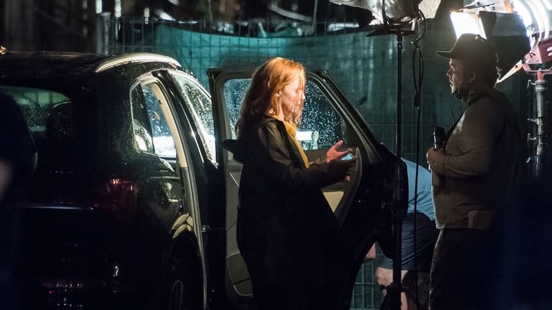 Actress Lauren Ambrose is seen filming a scene for season 4 of the Apple TV+ streaming series "Servant," on July 20, 2022, in Philadelphia.