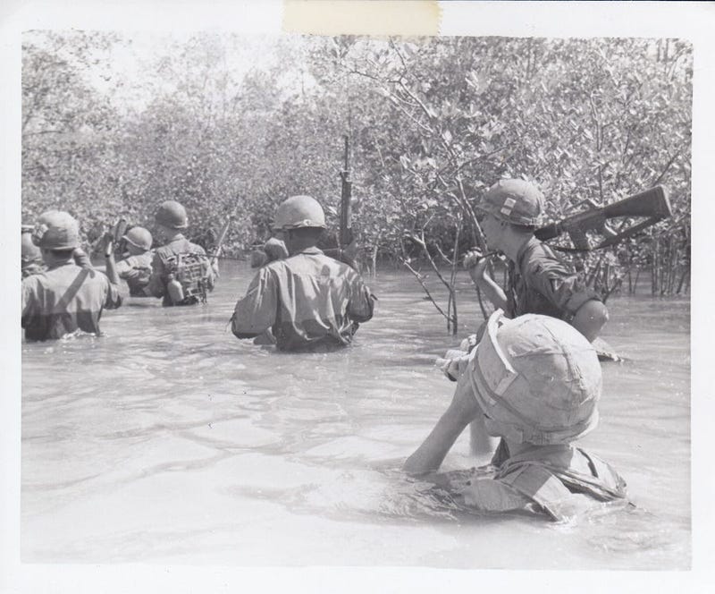 9th Infantry Signal Corps crossing a river