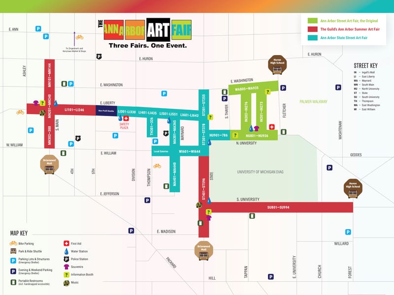 Map of art fair in downtown Ann Arbor