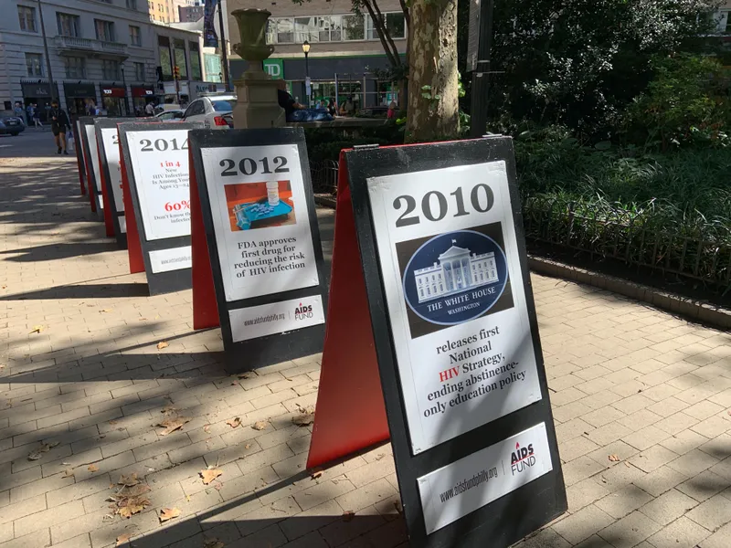 An awareness campaign set out around the city ahead of the AIDS Walk Philly in 2021.