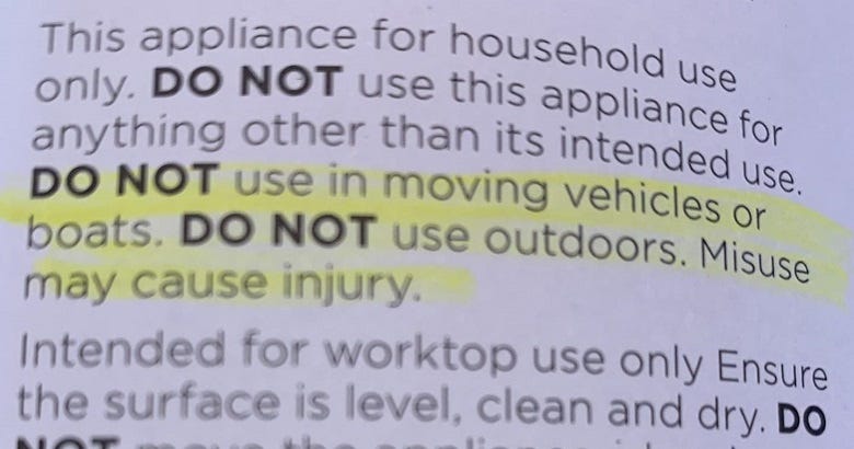 Air Fryer warning label 