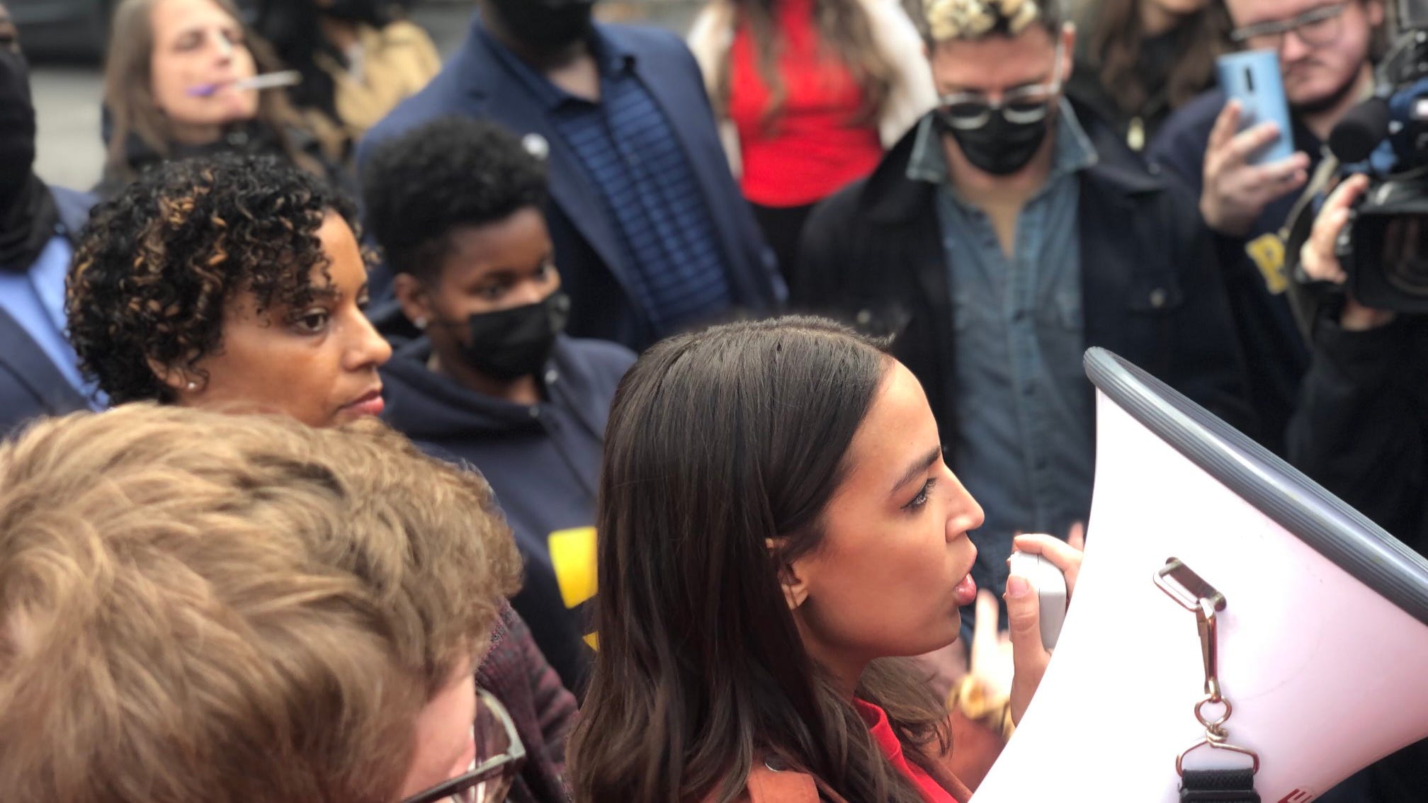 Alexandria Ocasio-Cortez Visits Mercy Strikers