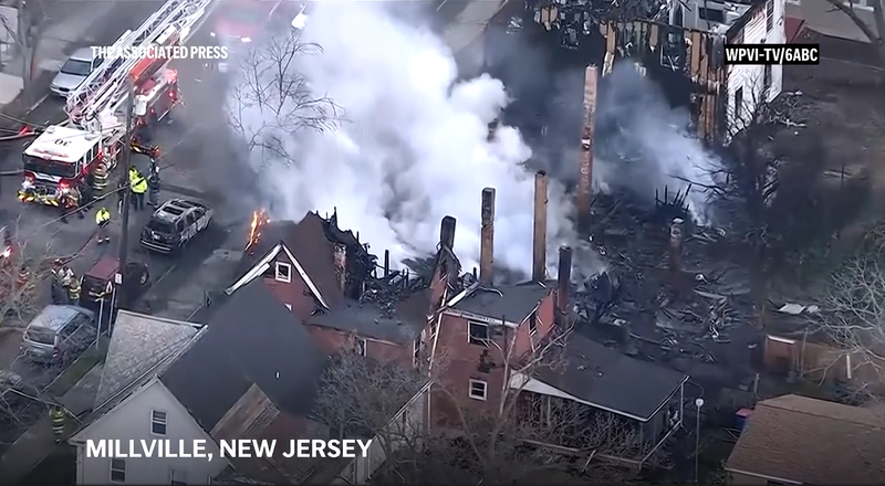Two kids are missing after a fire in Milville, New Jersey tore through a neighborhood on Wednesday night.
