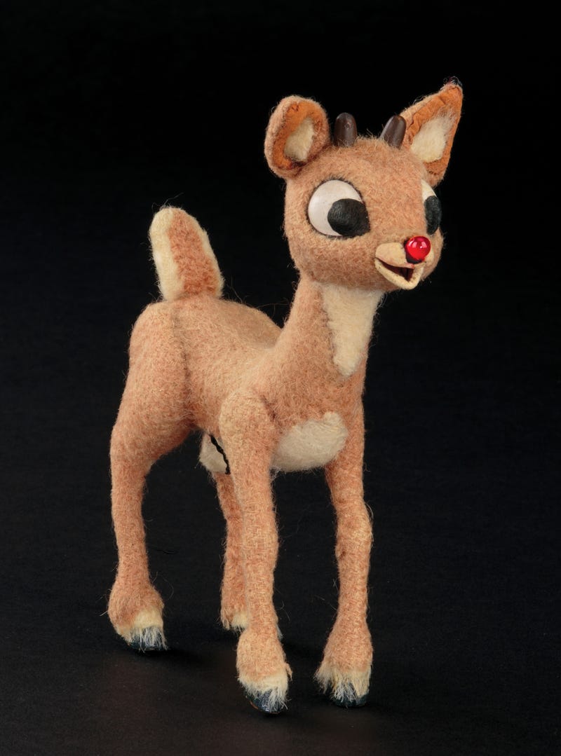 This image released by Profiles in History shows a Rudolph reindeer puppet used in the filming of the 1964 Christmas special "Rudolph the Red-Nosed Reindeer."