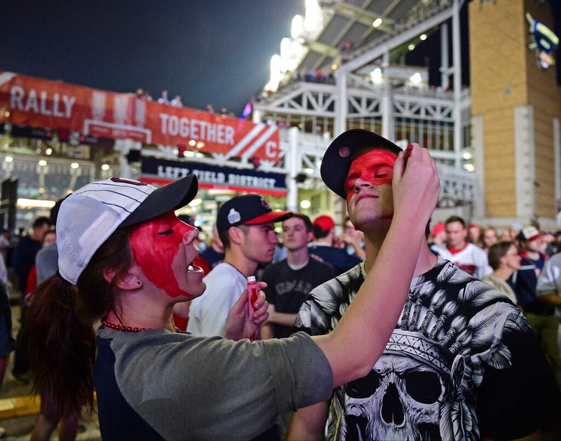 Cleveland Indians fans in face paint 