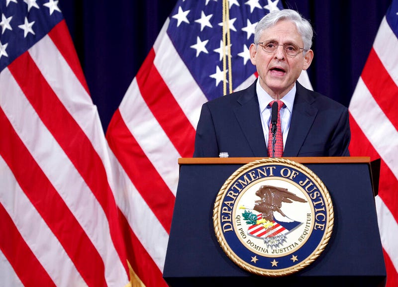 In this June 15, 2021, file photo Attorney General Merrick Garland speaks at the Justice Department in Washington. The Justice Department is suing Georgia over the state's voting laws, a person familiar with the matter said Friday, June 25. 