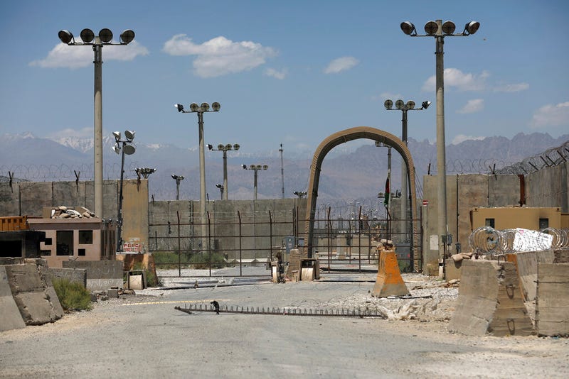 A gate is seen at the Bagram Air Base in Afghanistan, Friday, June 25, 2021. In 2001 the armies of the world united behind America and Bagram Air Base, barely an hours drive from the Afghan capital Kabul, was chosen as the epicenter of Operation Enduring Freedom, as the assault on the Taliban rulers was dubbed. It’s now nearly 20 years later and the last US soldier is soon to depart the base.