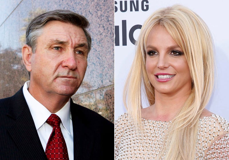Jamie Spears, father of singer Britney Spears, leaves the Stanley Mosk Courthouse in Los Angeles on Oct. 24, 2012, left, and Britney Spears arrives at the Billboard Music Awards in Las Vegas on May 17, 2015. Spears’ father has asked the court overseeing his daughter’s conservatorship to investigate her statements to a judge last week on the court’s control of her medical treatment and personal life. James Spears emphasized that in 2019 he relinquished his power over his daughter's personal affairs, and has control only over her money. (AP Photo)