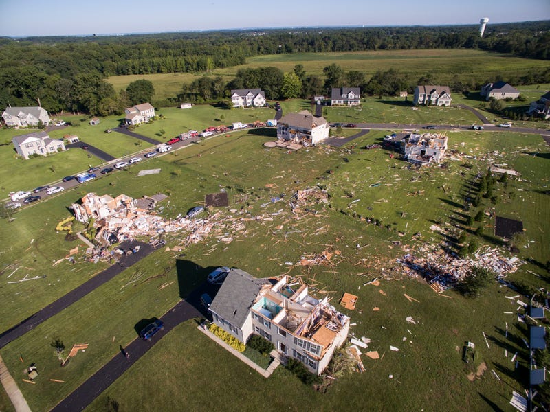 Homes damaged from the remnants of Hurricane Ida on Josephine Lane in Mullica Hill, N.J. on Thursday, Sept. 2, 2021