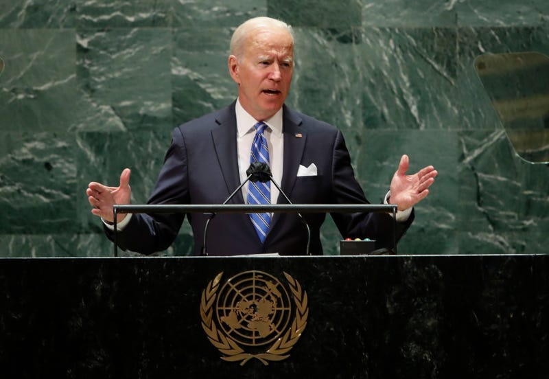 U.S. President Joe Biden speaks during the 76th Session of the United Nations General Assembly at U.N. headquarters in New York on Tuesday, Sept. 21, 2021