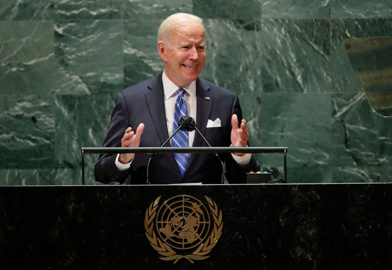 U.S. President Joe Biden speaks during the 76th Session of the United Nations General Assembly at U.N. headquarters in New York on Tuesday, Sept. 21, 2021