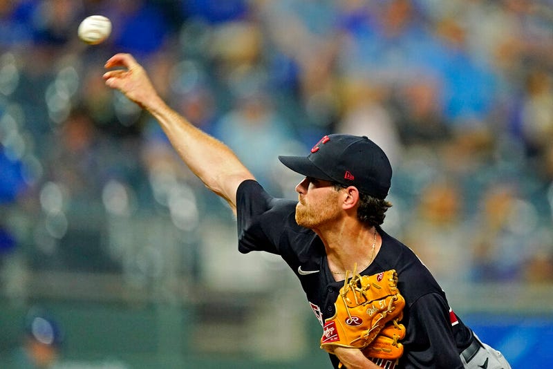 Cleveland Indians starting pitcher Shane Bieber throws during the first inning