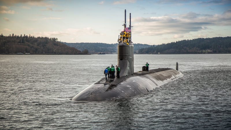 Damaged U.S. sub in port after collision in South China Sea