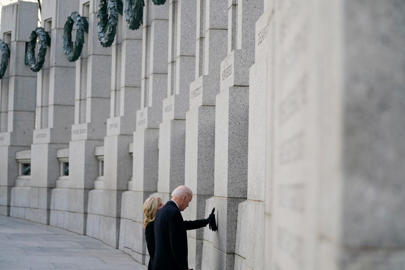 Bidens honor Pearl Harbor's fallen in visit to WWII Memorial