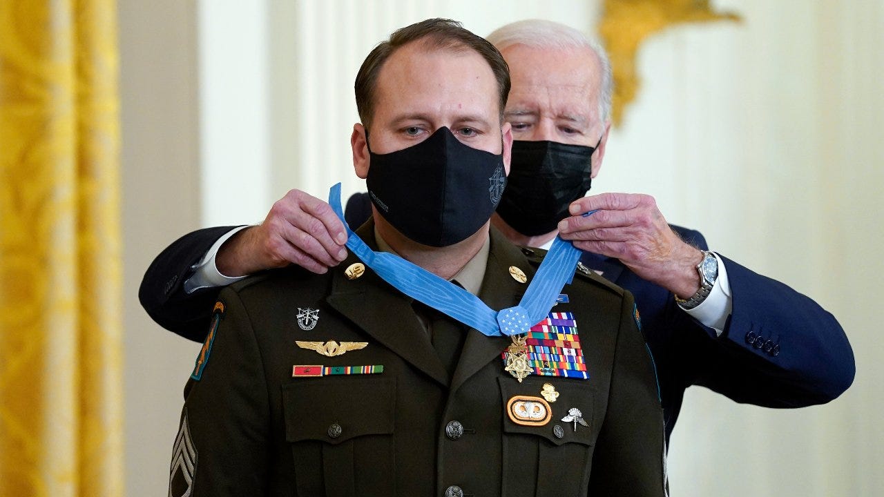 Biden presents 3 soldiers with Medal of Honor