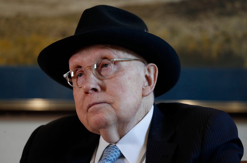 In this Feb. 19, 2020 file photo, former U.S. Sen. Harry Reid listens during an interview in Las Vegas.