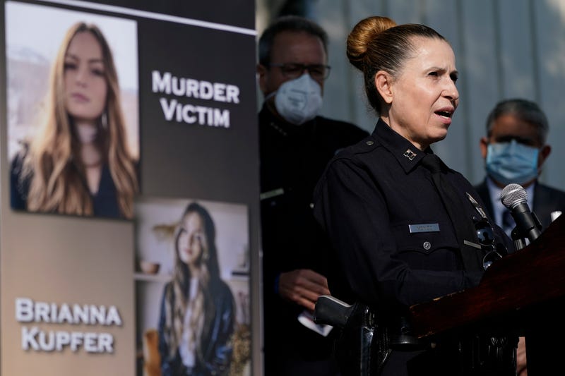 Los Angeles Police Department Capt. Sonia Monico speaks at a news conference, Jan. 18, 2022, in Los Angeles, about the murder of 24-year-old Brianna Kupfer.