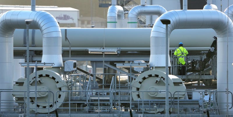 Pipes at the landfall facilities of the 'Nord Stream 2' gas pipline are pictured in Lubmin, northern Germany, on Feb. 15, 2022