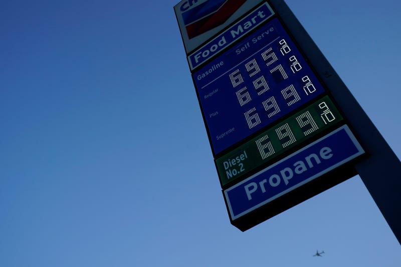 FILE - Gas prices are advertised at over $6 a gallon, Monday, March 7, 2022, in Los Angeles. Governors and state lawmakers across the U.S. are scrambling to provide relief from soaring prices at the gas pump. They are discussing ways to lower or suspended gas taxes, but taking that step has not proved easy, since much of that money goes toward repair of roads and bridges.