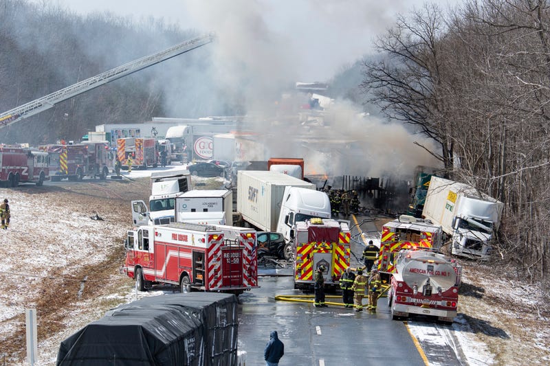 Interstate 81 North near the Minersville exit, Foster Twp., Pa., was the scene of a multi-vehicle crash on March 28, 2022.