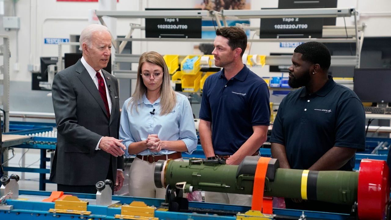 Biden visits Lockheed plant as weapons stockpile strained