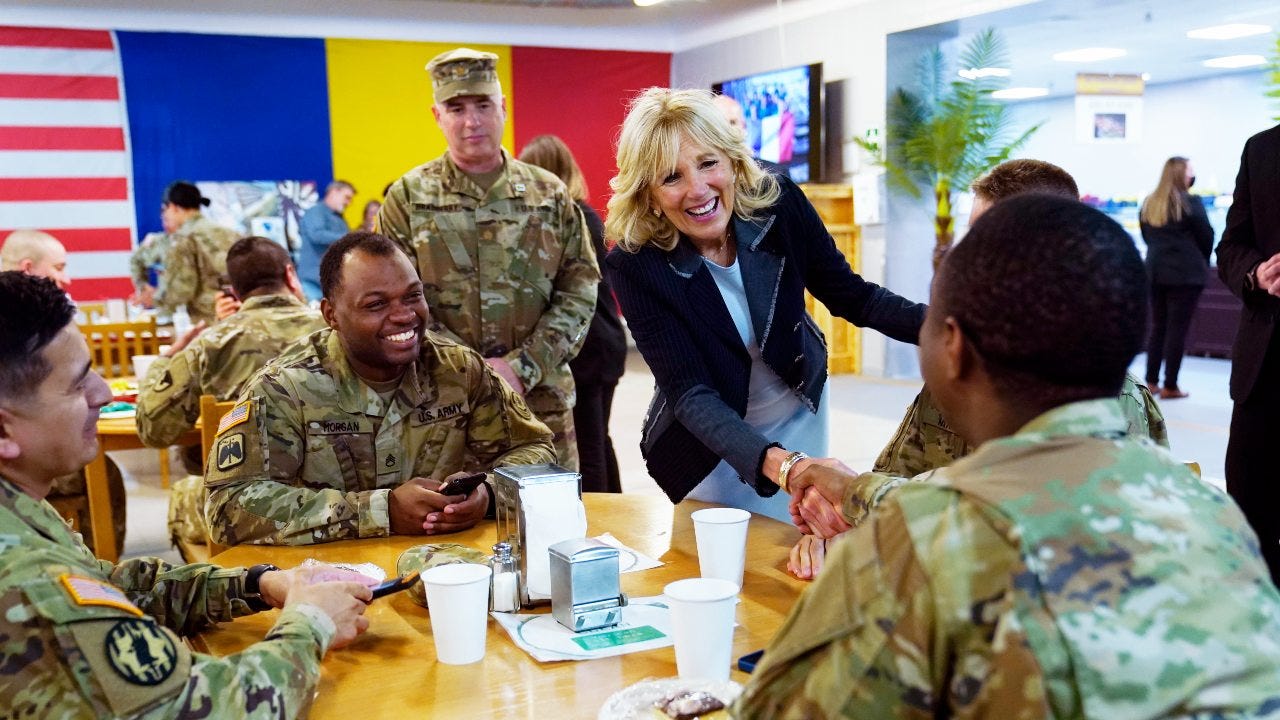 Jill Biden thanks U.S. troops in Romania amid Ukraine war